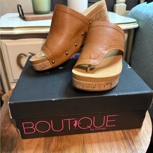 Boutique by Corkys Tan Leather Mules